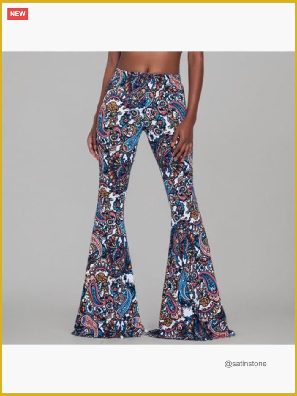 High Waisted Bell Bottom Flared Leggings Yoga Pants Ethnic Paisley - Picture 4 of 7